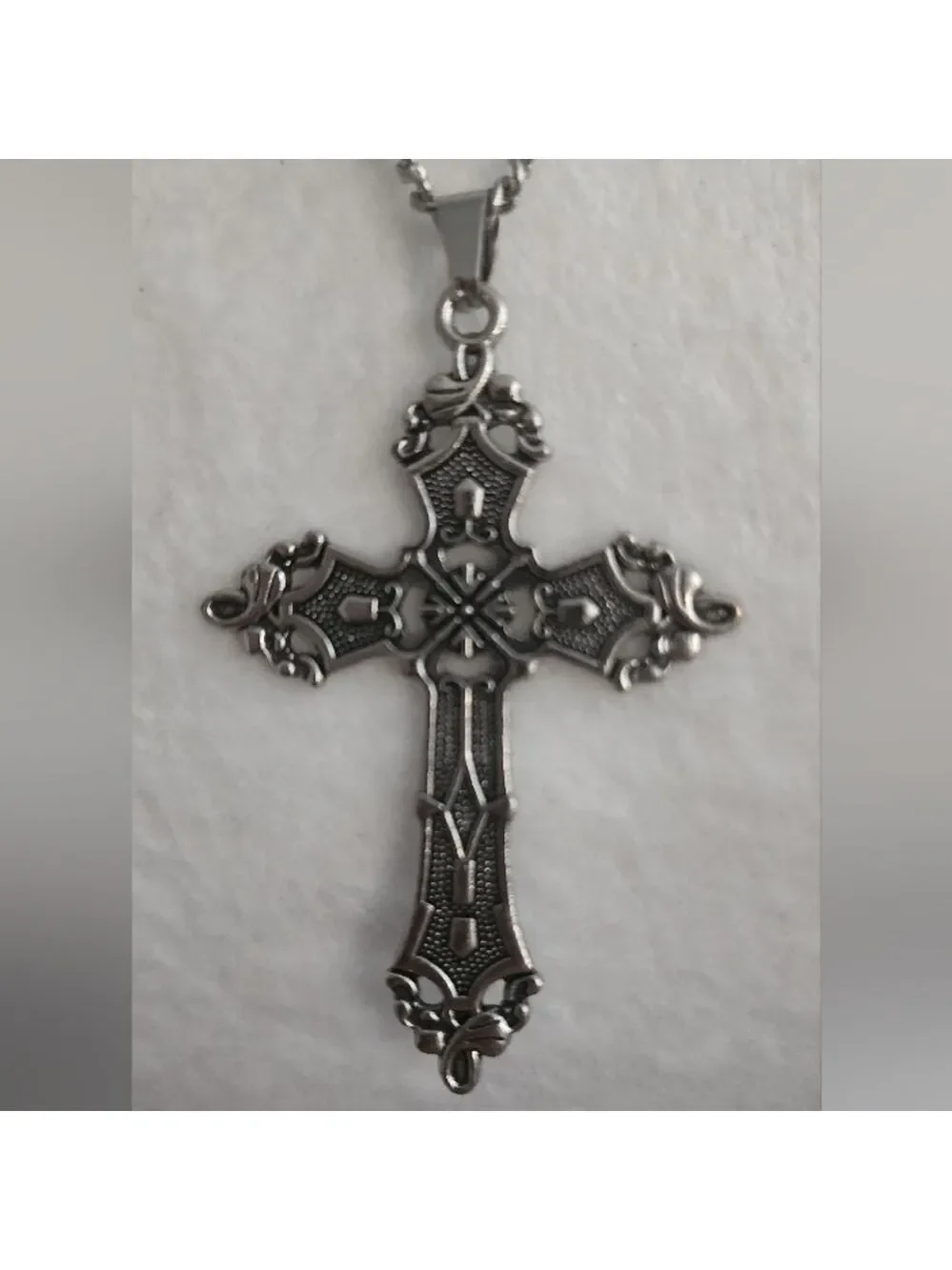 Silvertone Cross Pendant Necklace